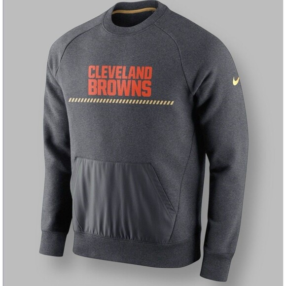 Nike Cleveland Browns Mens XXL Sweatshirt Gray Crewneck Pullover Front Pocket - Picture 2 of 13